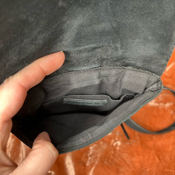 Black faux suede crossbody with fringe - Picture 6 of 6